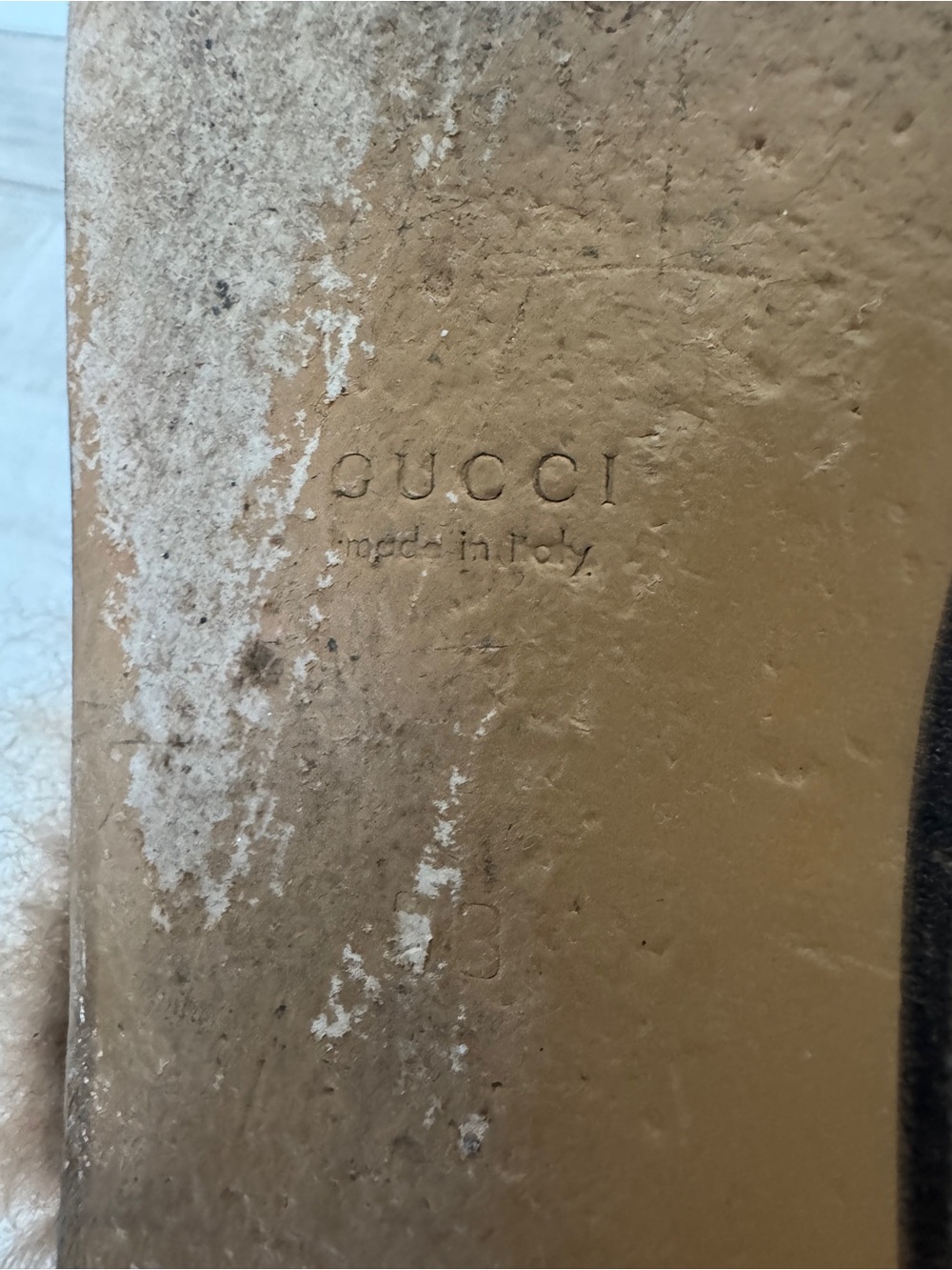 Gucci Black Leather Princetown Fur-Lined Mule with Gold Horsebit - Picture 5 of 8